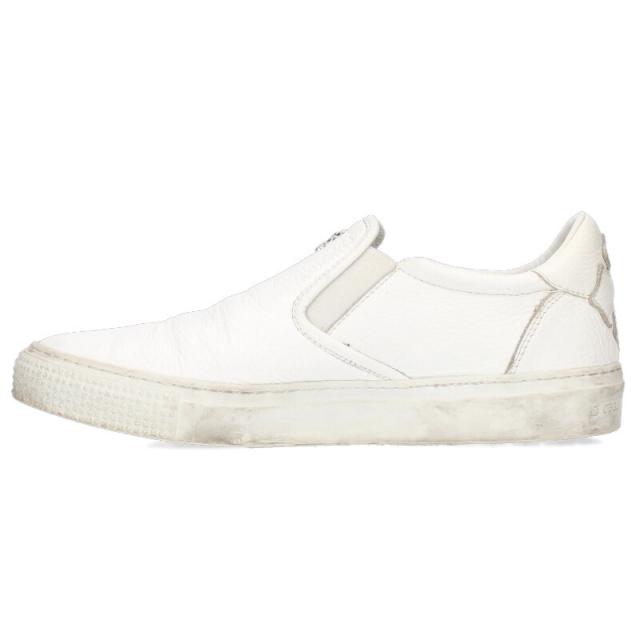 クロムハーツ サイズ:40  SLIP ON BLK CALF スリッポン CHプラスレザーパッチダガー付レザースニーカー 中古 SJ02 クロムハーツ サイズ:40 SLIP ON BLK CALF スリッポン CHプラスレザー