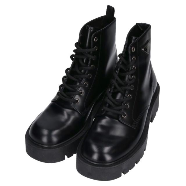 プラダ サイズ:7.5 2TG242 ブラッシュドレザーコンバットブーツ 中古 SB01