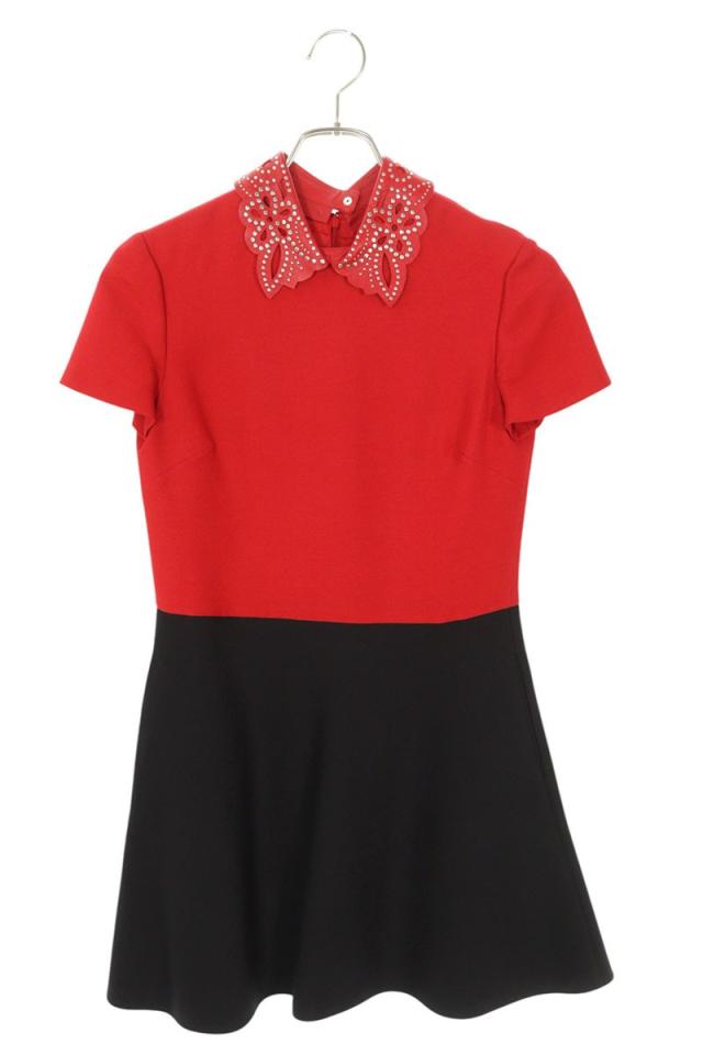 ヴァレンティノ サイズ:38 スタッズ装飾襟レザーワンピース 中古 BS99