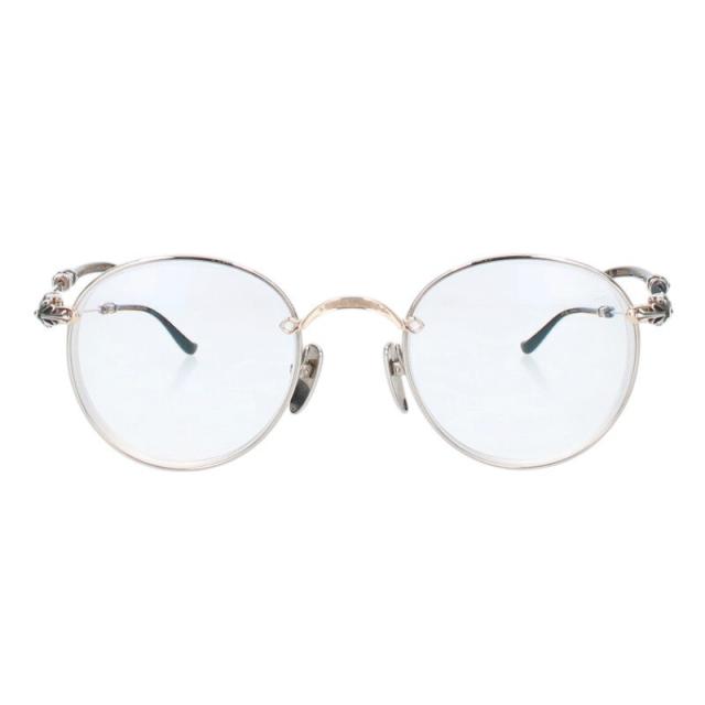 クロムハーツ サイズ:49□22-145  BUBBA-A クロステンプルメタルフレームラウンドメガネ 中古 OM10