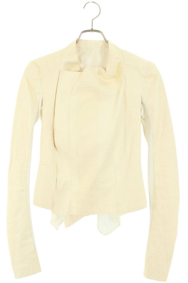 リックオウエンス サイズ:38  RP20S1704-LSN ローネックバイカーパイソンレザージャケット 中古 BS99