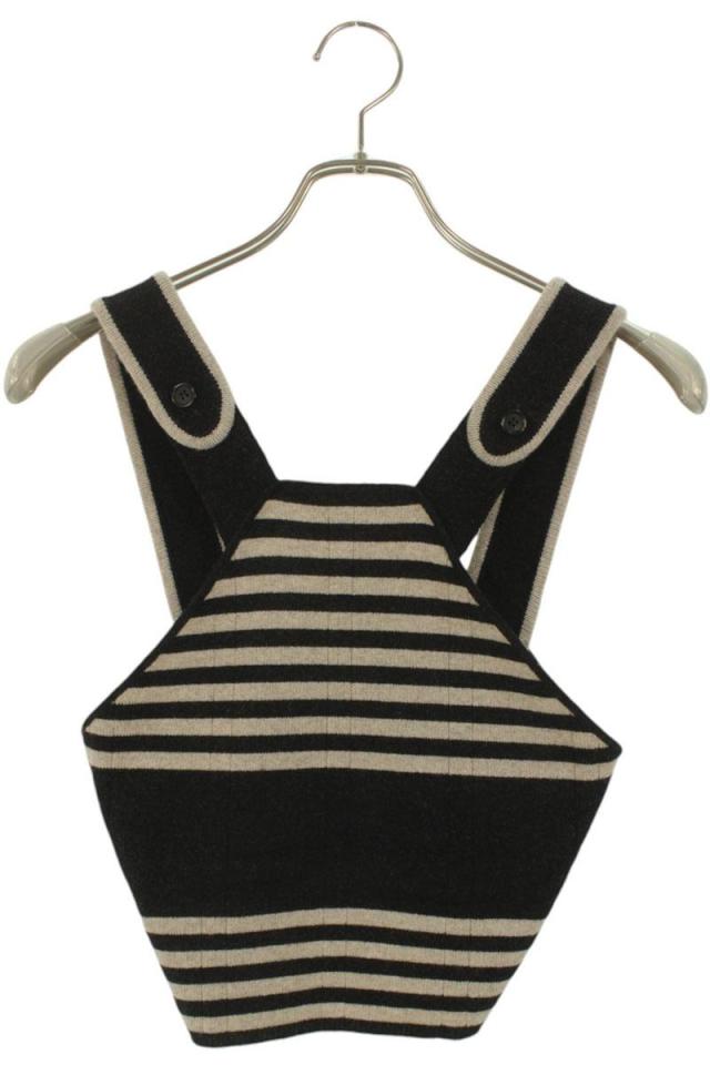 ミュウミュウ サイズ:36  MMV299 ストライプロゴ刺繍カシミア混タンクトップ 中古 SB01