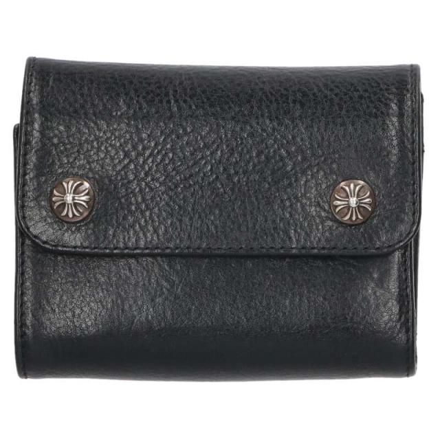 クロムハーツ   WAVE MINI ウェーブミニ クロスボールボタンレザーウォレット財布 中古 SJ02