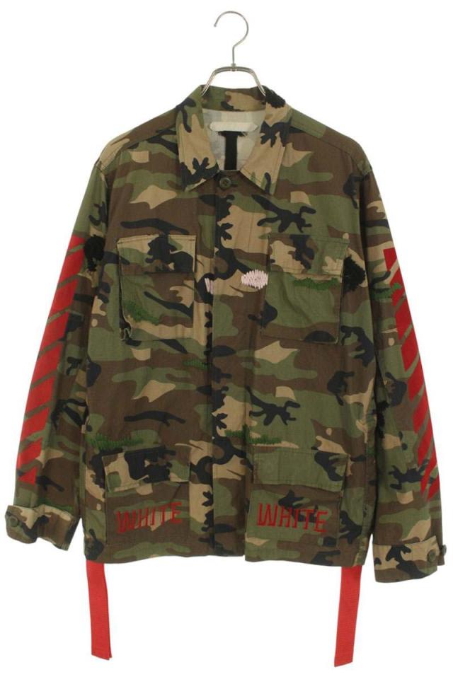 オフホワイト サイズ:S バックバイアスカモ柄ジャケットブルゾン 中古 BS55