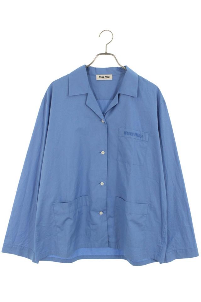 ミュウミュウ サイズ:40  MK1884 ロゴ刺繍ポプリン長袖シャツ 中古 SB01