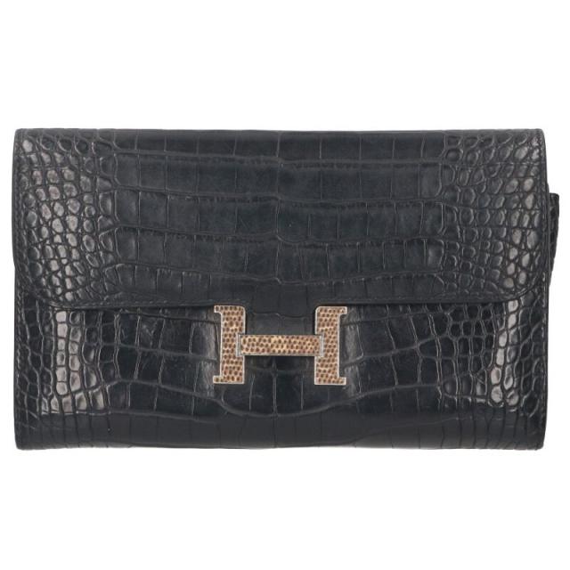 エルメス   コンスタンスロング D刻印 SV金具アリゲーターマット リザード長財布 中古 GZ14