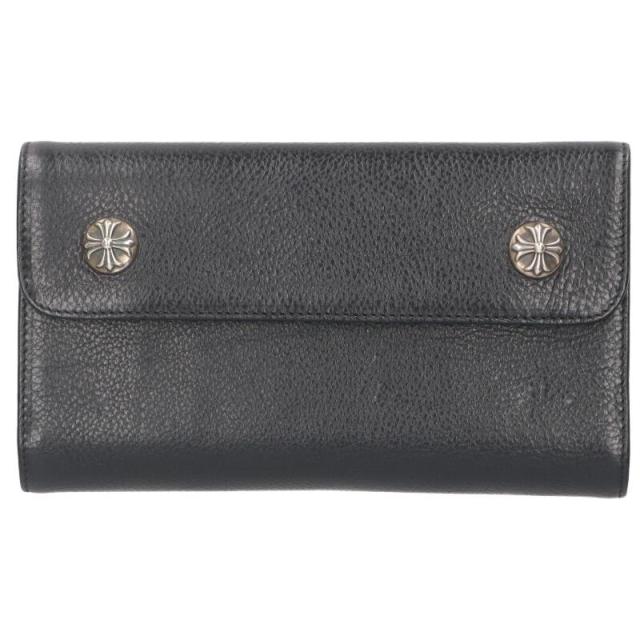 クロムハーツ   WAVE CROSS BALL ウェーブ クロスボールボタンレザーウォレット財布 中古 SJ02