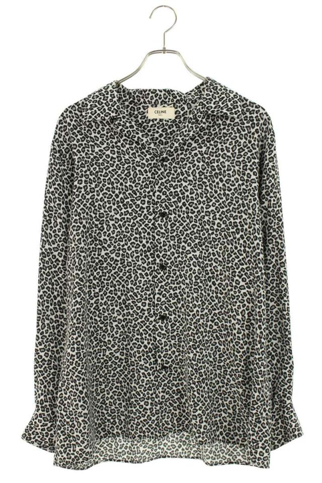 セリーヌ サイズ:40  2C268900H ハワイアンルーズレオパードプリント長袖シャツ 中古 SS13 セリーヌ サイズ:40 2C268900H ハワイアンルーズレオパードプリント