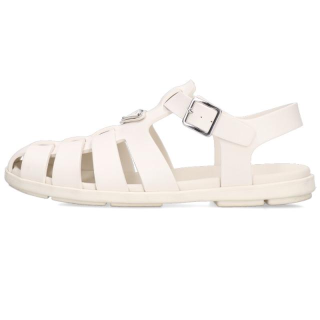 【美品・8/3まで】PRADA 白サンダル（日本サイズ23.5） プラダ サイズ:8 2X3119 フィッシャーマン 三角ロゴプレート ラバー