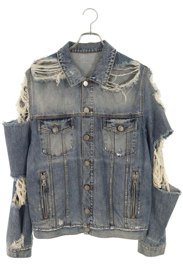 バルマン サイズ:M  H3019 デストロイ加工デニムジャケット 中古 BS99