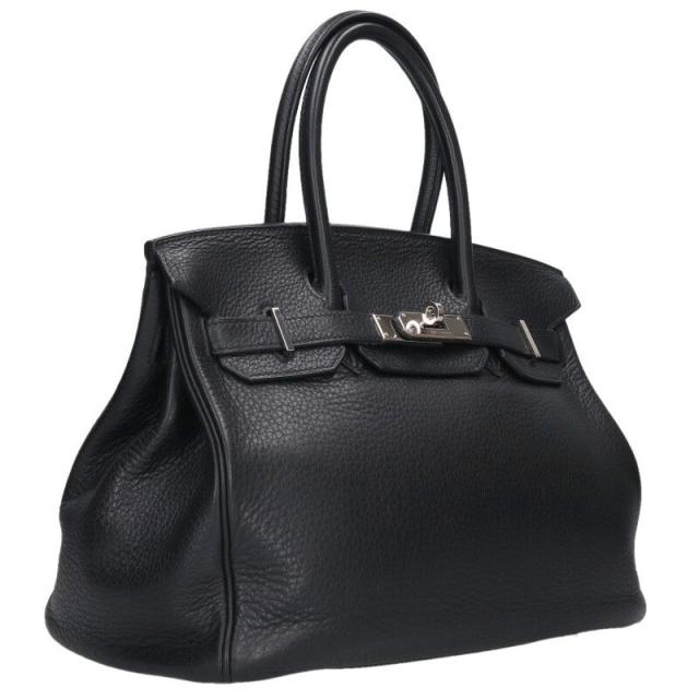 エルメス サイズ:30  バーキン30 □L刻印 SV金具トリヨンクレマンス ノワールハンドバッグ 中古 OM10