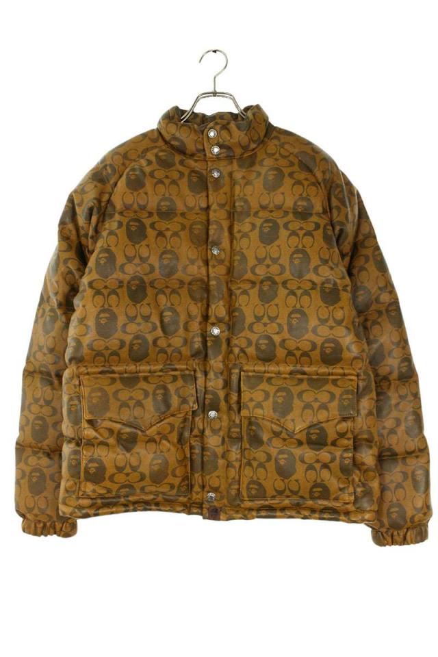 アベイシングエイプ  コーチ サイズ:L  001HJG231902X コラボプリントレザーダウンジャケット 中古 BS99