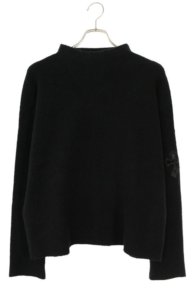 クロムハーツ サイズ:XSM/SML  TAKE THE CANNOLI ハラコクロスパッチハイネックニット 中古 SJ02