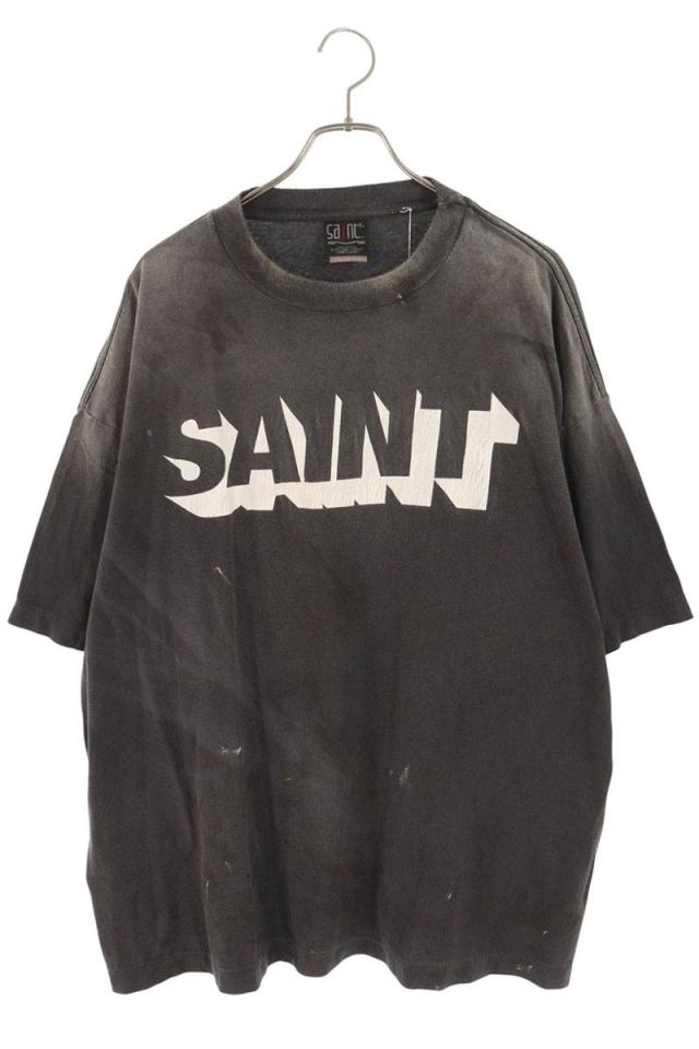 セントマイケル サイズ:XXL  SM-HR1-0000-008 3Dロゴプリントヴィンテージ加工Tシャツ 中古 SB01