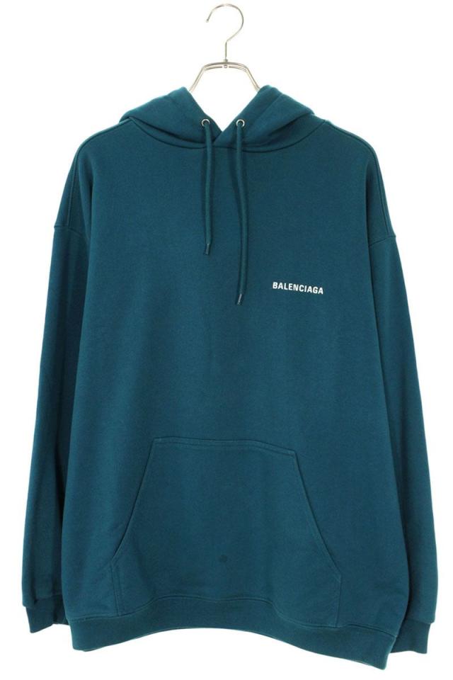 バレンシアガ サイズ:L  600583 TLVB8 ロゴ刺繍プルオーバーパーカー 中古 SB01