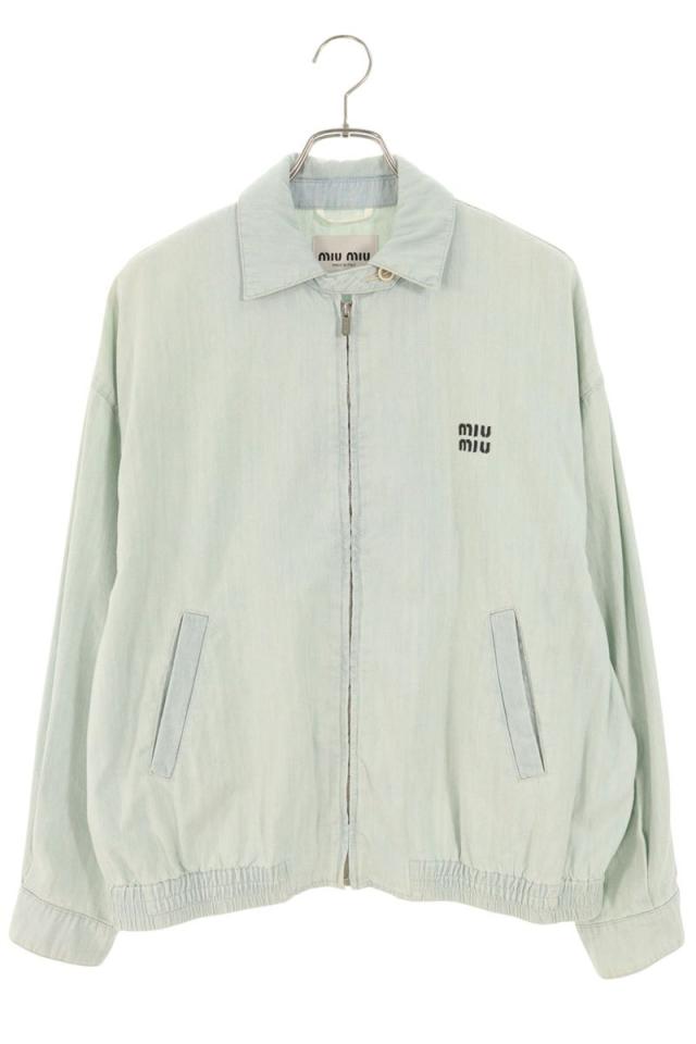 ミュウミュウ サイズ:38  GWB149 フロントロゴコットンウォッシュ加工デニムブルゾン 中古 SB01