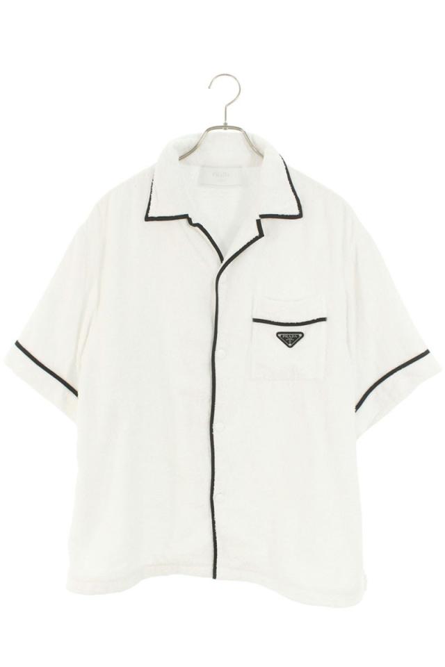 プラダ サイズ:L  SC559 ロゴプレートコットンテリーボウリング半袖シャツ 中古 SB01