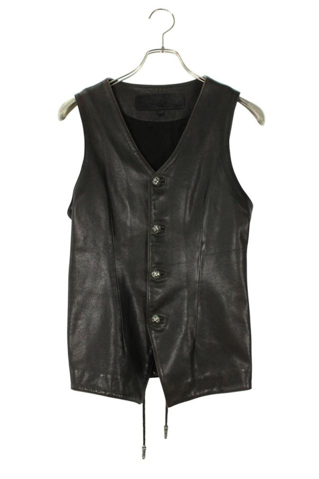 クロムハーツ サイズ:M クロスボールボタンレザーベスト 中古 SJ02