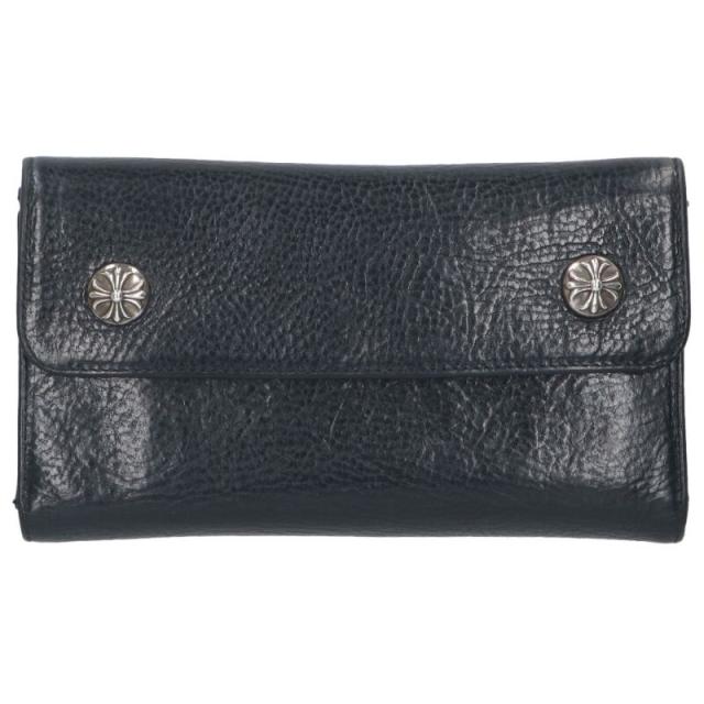 クロムハーツ   WAVE CROSS BALL ウェーブ クロスボールボタンレザーウォレット財布 中古 SJ02
