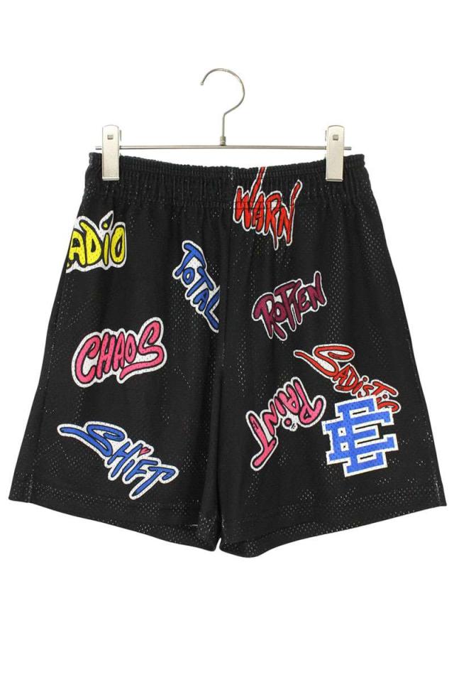 Eric Emanuel ショートパンツ 黒地白ロゴ Lサイズ エリックエマニュエル ハーフパンツ L Eric Emanuel ショートパンツ