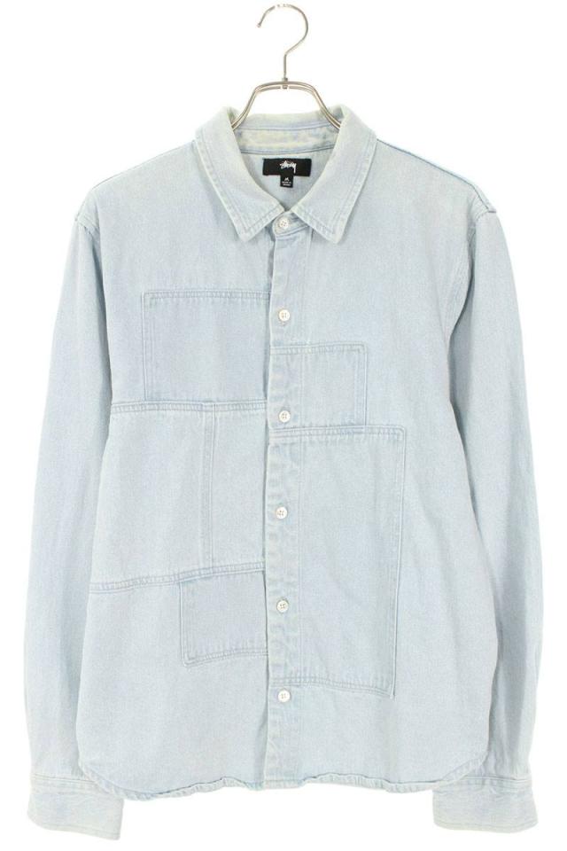 ステューシー サイズ:M  211205 パッチワークデニム長袖シャツ 中古 FK04