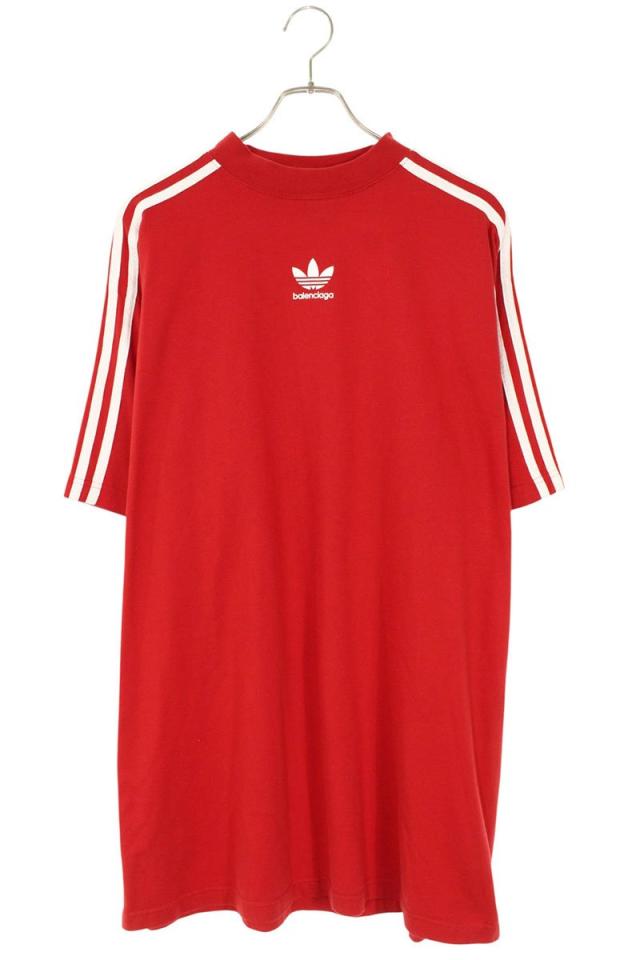 バレンシアガ  アディダス サイズ:2  23SS  739101 TNVA6 スリーストライプオーバーサイズTシャツ 中古 SB01