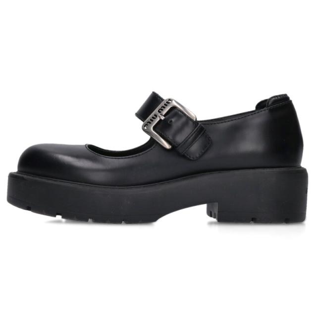 ミュウミュウ サイズ:41 ストラップメリージェーンレザーシューズ 中古 FK04