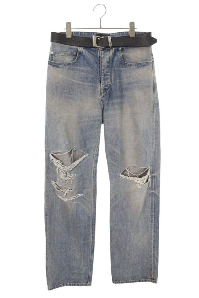 バレンシアガ   794217 TQW55 ベルテッドヴィンテージ加工デニムパンツ 中古 SB01