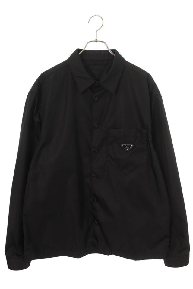 プラダ サイズ:XXL  SC514 Re-Nylonロゴプレートナイロン長袖シャツ 中古 SB01