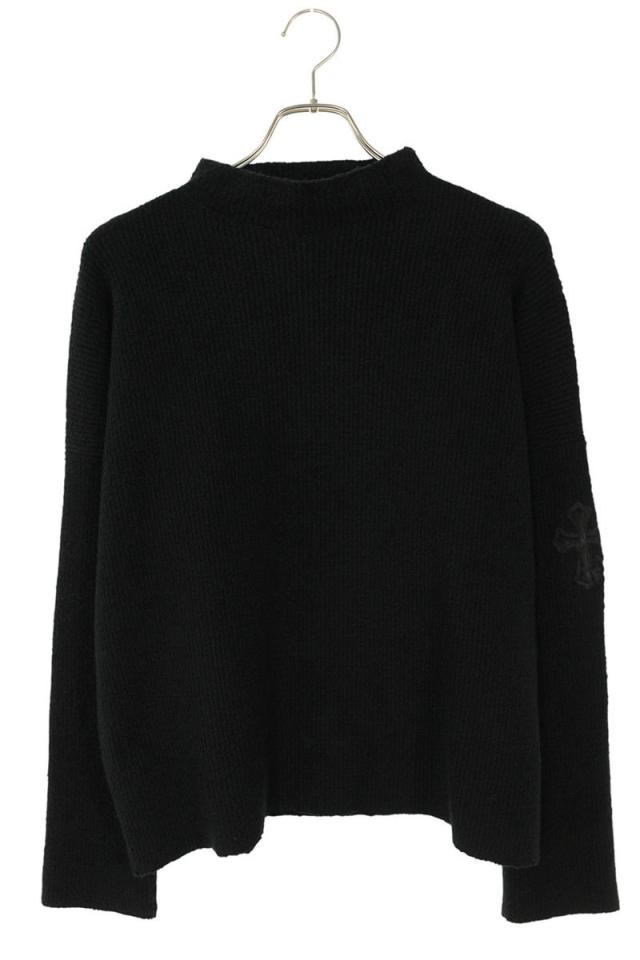 クロムハーツ サイズ:XSM/SM  TAKE THE CANNOLI ハラコクロスパッチハイネックニット 中古 SJ02