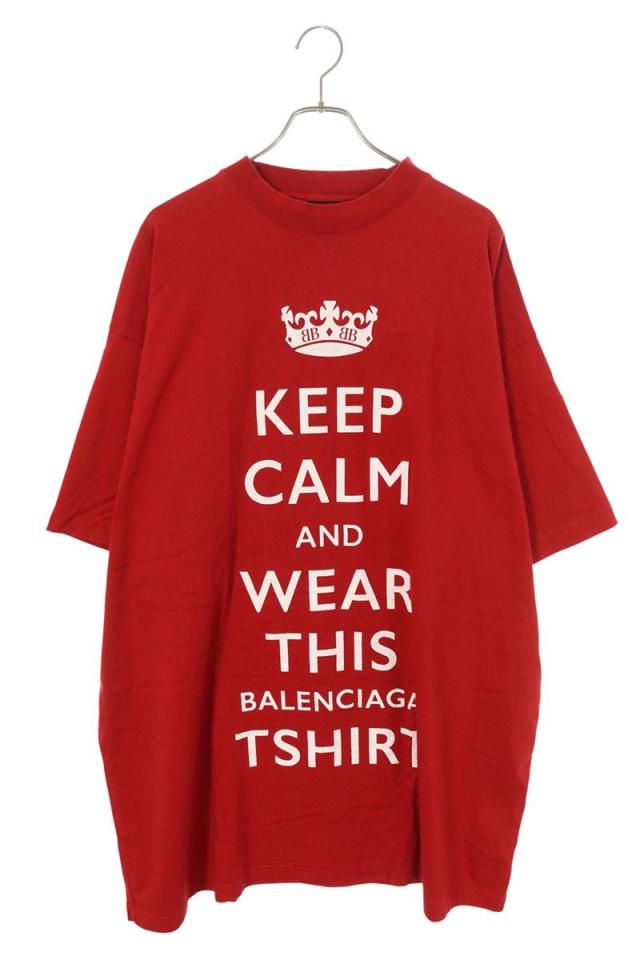 バレンシアガ サイズ:5  787349 TRVC6 英字プリントオーバーサイズTシャツ 中古 BS99