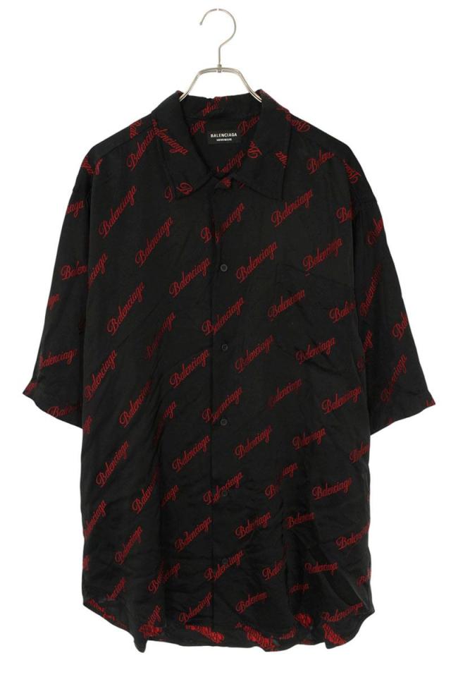 バレンシアガ サイズ:36  658841 TKD52 ロゴ総柄レーヨン半袖シャツ 中古 BS99