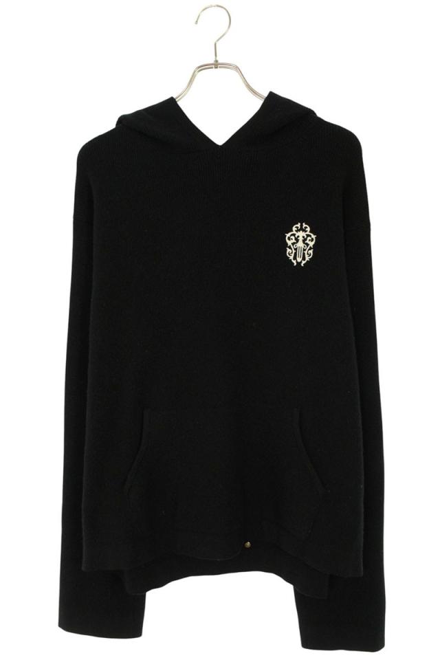 クロムハーツ サイズ:L  REGULATOR 胸ヴァインダガー刺繍カシミアニットパーカー 中古 SJ02