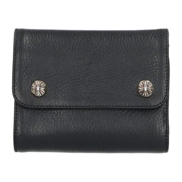 クロムハーツ   WAVE MINI ウェーブミニ クロスボールボタンレザーウォレット財布 中古 OS06