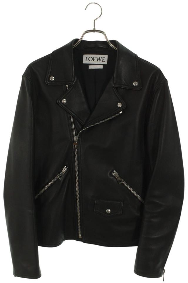 ロエベ サイズ:50  17SS  H1258140AV ダブルライダースレザージャケット 中古 SB01