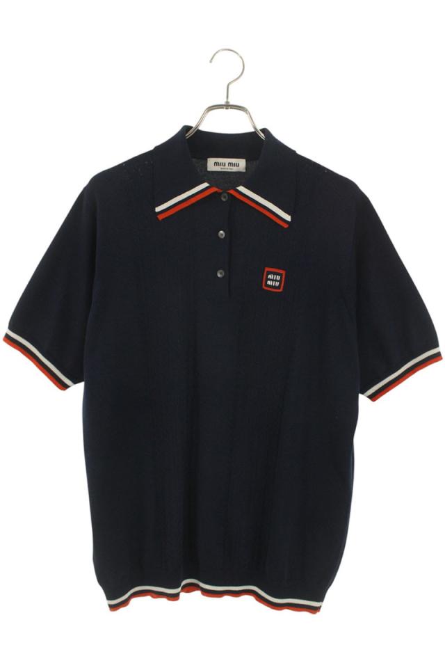 ミュウミュウ サイズ:42  MML677 刺繍ロゴニット半袖ポロシャツ 中古 SS13