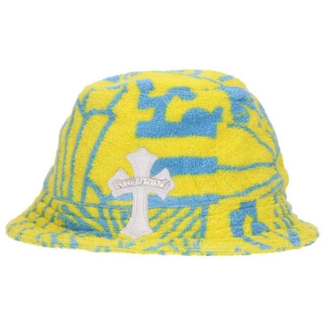 クロムハーツ サイズ:L  HAT U CHUM FBRC クロスパッチ付きパイル総柄バケットハット 中古 SJ02