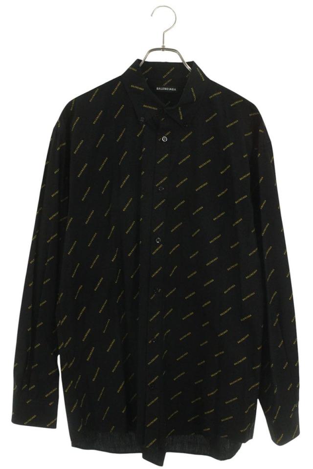 バレンシアガ サイズ:39  534333 TBL96 オールオーバーロゴボタンダウン長袖シャツ 中古 BS99