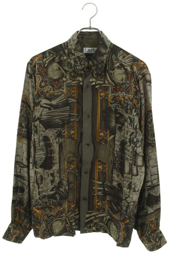 エルメス サイズ:40 総柄シルク長袖シャツ 中古 BS99