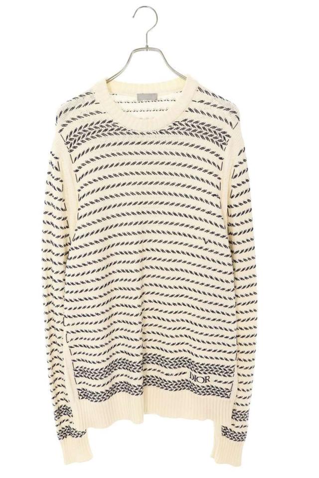 ディオール サイズ:L  21SS  183M630AT245 ロゴストライプニット 中古 SB01