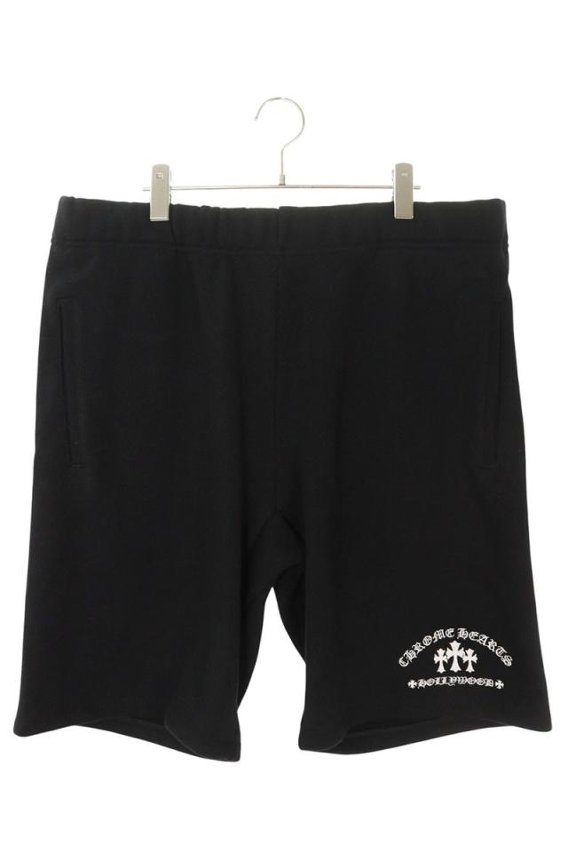 クロムハーツ サイズ:XL  SAILIN ON HLF PNTS セメタリークロス刺繍スウェットハーフパンツ 中古 SJ02