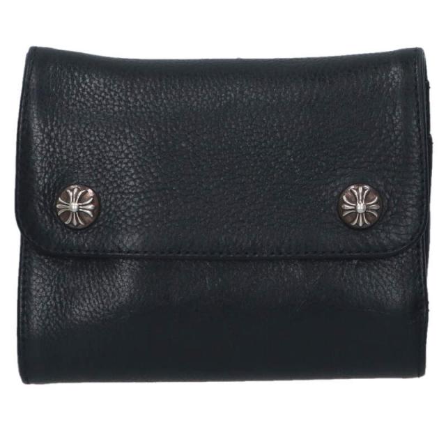 クロムハーツ   WAVE MINI ウェーブミニ クロスボールボタンレザーウォレット財布 中古 SS07