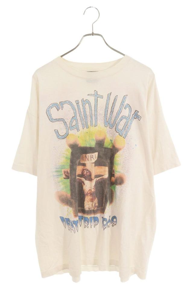 セントマイケル サイズ:XXL  24SS  SM-YS8-0000-007 ヴィンテージ加工SAINT WARプリントTシャツ 中古 SB01