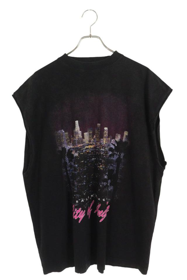 バレンシアガ サイズ:2  833647 TSVR2 シティプリントノースリーブカットソー 中古 SB01