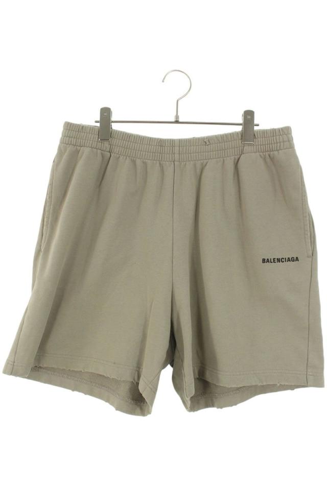 バレンシアガ サイズ:M  67137 T0VJ9 ダメージ加工ロゴハーフパンツ 中古 BS99