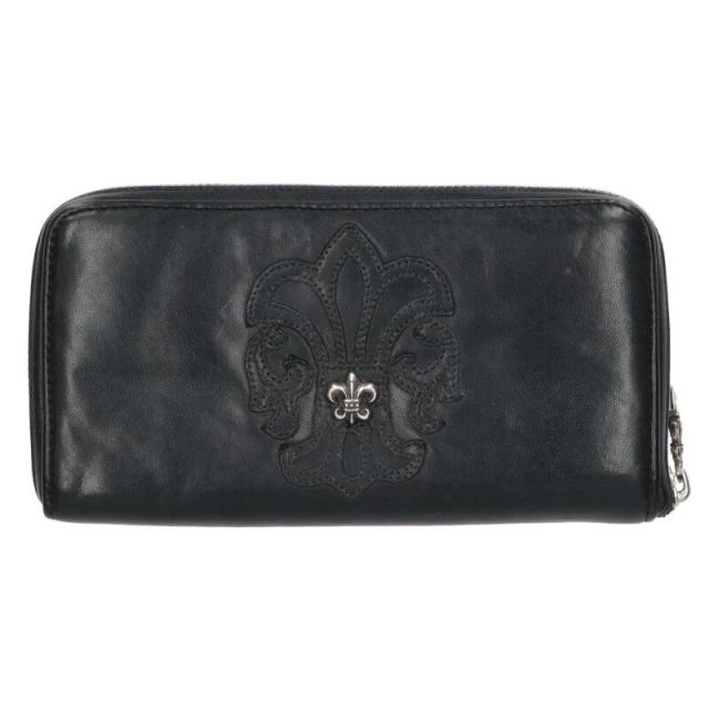 クロムハーツ   REC F ZIP BS BSフレア装飾ラウンドジップレザーウォレット財布 中古 SS07