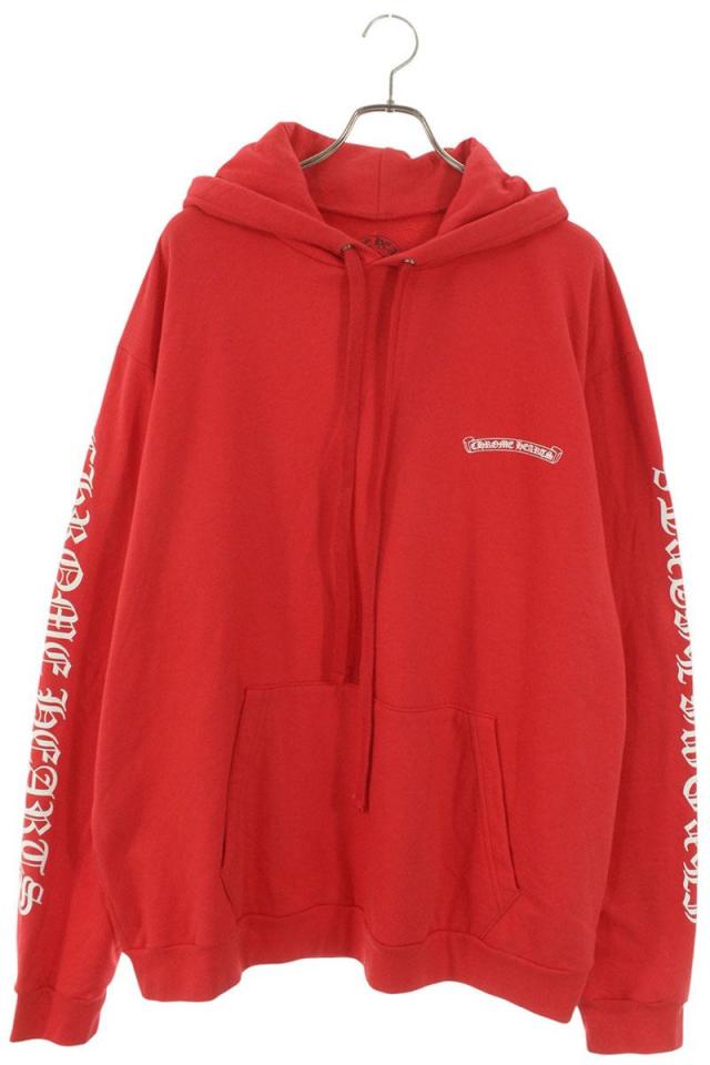 クロムハーツ サイズ:XL  SWTSHRT PLVR 袖ロゴプリントプルオーバーパーカー 中古 SJ02