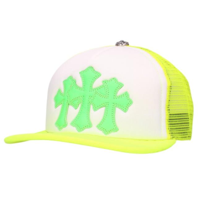 クロムハーツ サイズ:ONE SIZE  TRUCKER CAP レザーパッチトラッカー セメタリーレザーパッチクロスボール付メッシュキャップ 中古 SS07