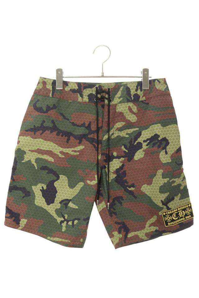 クロムハーツ サイズ:32inch  Devil Dog Shorts クロスボールボタンカモフラハーフパンツ 中古 SJ02