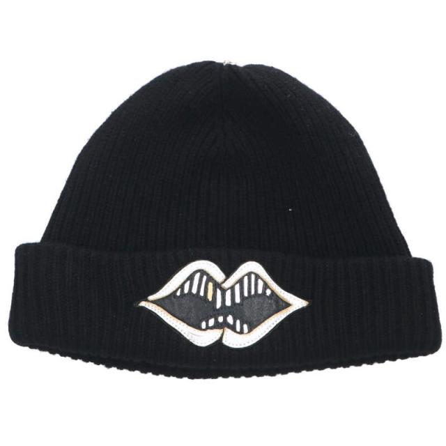 クロムハーツ サイズ:ONE SIZE PPO CHOMPER BEANIE クロスボールレザーチョンパーカシミアビーニー帽子 中古 SS07